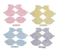 PAMINGONO 4pcs Luminous Glitter Fabric Sheets Hair Clip Bow Decor Set, Shiny Sequin Bow Making Material in Rose Red, Blue, Purple, Yellow for ’s Hair Accessories