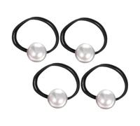 PAMINGONO 4pcs Luxury Decorative Ponytail Holders Scrunchy Hair Ties Pearl Jewelry for Ladies