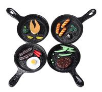 PAMINGONO 4pcs Magnetic Frying Pan Refrigerator Magnets Set, Black Resin Kitchen Fridge Decors with Hand-painted Lifelike Design, for Holding Plans and Adding A Festive Touch to Home Decor