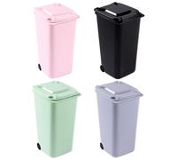 PAMINGONO 4Pcs Mini Desktop Plastic Trash Bins Small Household Waste Storage Containers Random Colors Kitchen Bedroom Living Room Car Use Random Color