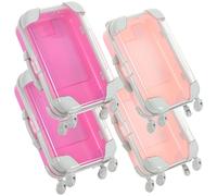 PAMINGONO 4pcs Mini Makeup Suitcase Portable Travel Cosmetic Organizer Lightweight Eyelash Holder Box for Women and Compact Design Suitable for Outdoor Use and Giving