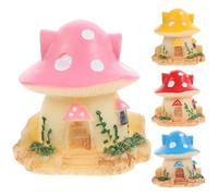 PAMINGONO 4Pcs Miniature Mushroom House Resin Figurines Mini Mushroom Ornaments for Fairy Garden DIY Micro Landscape Home Decor