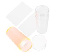 PAMINGONO 4Pcs Nail Art Silicone Stamper Set with Jelly Head Stamper and Manicure Scraper Cylinder and Orange Jelly Silicone Nail Stamping Seal Kit for Gel Polish