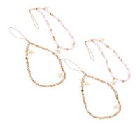 PAMINGONO 4pcs Pink Star Charm Phone Wrist Strap Beaded Cellphone Chain Lanyard for Women Anti-lost Cute Mobile Phone Pendant Bracelet Accessories