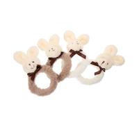 PAMINGONO 4pcs Plush Bunny Shaped Elastic Hair Bands Soft Hair Ropes for Girls Easy to Store and Fix The in Place for Costume Parties and Christmas Random Style