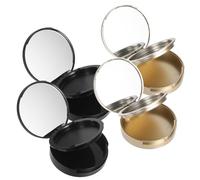 PAMINGONO 4PCS Refillable Empty Travel Compact Set Mirror Portable Dual-Layer Powder Container for Pressed Makeup, Highlighter, and Concealer, 59mm Diameter Matte Black and Gold Powder Cases