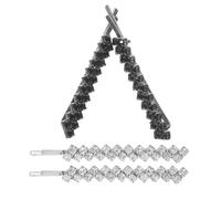 PAMINGONO 4Pcs Rhinestone Hair Clips for Women Sparkly Bridal Bobby Pins with Claw Chain Design Black and Silver Side Hair Accessories