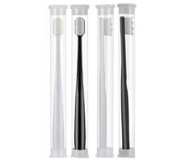 PAMINGONO 4pcs Soft Bristle Toothbrush Set for Adults, Micro-Nano Ultra Fine Bristles, Household Oral Care with Flat and Wave Head, Black and White Portable Teeth Cleaning Brushes