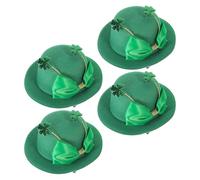 PAMINGONO 4pcs St Patrick’s Day Green Shamrock Mini Hat Hair Clips with Bow - Irish Festival Party Hair Accessories for Women - Shamrock Themed Leprechaun Cap Barrettes