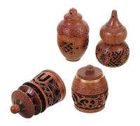 PAMINGONO 4pcs Wood Carved Sachet Cage Charm Hollow Diffuser Pendant for Essential Oils, Lightweight, Car and Office Use, Traditional Chinese Style