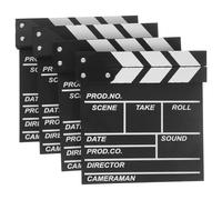 PAMINGONO 4pcs Wooden Clapper Boards for Film and Stage Performance, Easy to Write, Eye-catching Classic Touch Design, Party Prop for Directors and Fans