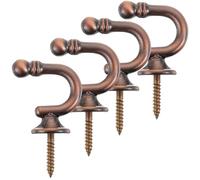 PAMINGONO 4pcs Zinc Alloy Curtain Tie Back Hooks Round Head Vintage Wall Holdbacks for Drapes and Towels, Antique Copper Finish, Sturdy Curtain Accessories for Home Décor