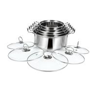 PAMINGONO 5 Sets Soup Pots Cookware Set Kitchenware Stainless Steel Stockpots Double Handles and Lids Versatile Large Pot for Soup Stew and Porridge