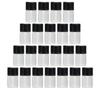 PAMINGONO 50pcs Glass Essential Oil Bottles with Black Fine Texture Caps and 2ml Detachable Stoppers, Reusable Cosmetics Travel Bottles for Sample Dispensing and Portable Makeup Storage