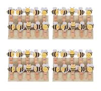 PAMINGONO 50pcs Mini Wooden Bee Clothespins with Natural Wood Craft Pegs and Jute String Adorable Photo Clips for Hanging Snacks Crafts Party Decorations Wedding and Shower Accessories