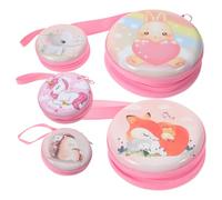 PAMINGONO 5pcs Creative Round Hanging Coin Purse Decor with Zipper Closure, Iron Sheet Small Bags Featuring Funny Animal Pattern Design, Compact Coin Pouches for Daily Life and Small Items