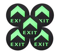 PAMINGONO 5pcs Glow in The Dark Adhesive Exit Stickers 19.5x19.5cm round Fire Safety Floor Markers Emergency Exit Signs for Business and Mall Evacuation