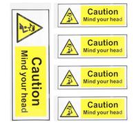 PAMINGONO 5pcs Low Ceiling Warning Stickers Warning Labels for Offices and Homes, Strong Material Pp Paper Self Adhesive Caution Mind Your Head Safety Signs
