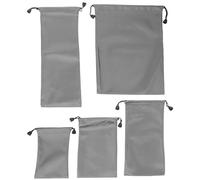 PAMINGONO 5pcs Nylon Drawstring Storage Bags for Electronics, Small Cable Organizer Pouch for Power Bank and Charger, Travel Tech Accessory Organizer for USB Data Cables and Gadgets Grey