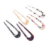 PAMINGONO 5pcs U Shaped Hairpins Simple Elegant Acetate Sheet Hair Decors for Women Vintage Updo Styling Accessories for Daily Party Chic Bun Hairstyles Random Color