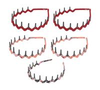PAMINGONO 5pcs Wavy Leopard Tooth Comb Hairbands Made of Chiffon and Plastic, Versatile Unisex Toothed Headwear for Applying Makeup and Washing Your Face, Massage Color Style