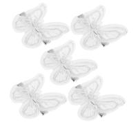 PAMINGONO 5pcs White Lace Embroidered Butterflies Hair Barrettes for Women Elegant Hair Clips for Parties Weddings Tea Party for Straight Curly Ponytail Braids