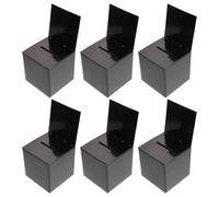 PAMINGONO 6pcs Black Foldable Paper Voting Box Set for Donation, Survey, and Lottery - Lightweight Card Collection Container for Events, Fundraising, and Opinion Gathering