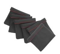 PAMINGONO 6pcs Black PU Earphone Pouch Set, Small Multipurpose Storage Bags with Spring Closure, Earphone Organizer for Data Cables and Small Items Carrying Case for Travel and Daily Use