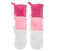 PAMINGONO 6Pcs Microfiber Facial Cleaning Gloves for Women Gentle Makeup Removal and Exfoliating Face Wash Gloves Soft Skin-friendly with Neat Stitching in White Rose Red and Pink