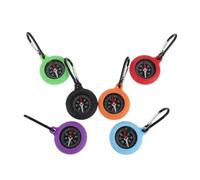 PAMINGONO 6pcs Mini Compass Carabiner Set with Clip Hook Keychain, Small Hiking Compass for Backpack, Outdoor Navigation Gear in Black, Red, Lake Blue, Purple, Orange, Green