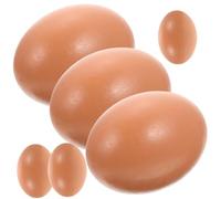 PAMINGONO 6pcs Realistic Fake Eggs Foam Models Small Decorative Plastic Craft Eggs for Easter and Photo Studio Posing Props Brown Artificial Chicken Figures for Nesting and DIY Decorations