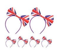 PAMINGONO 6pcs Union Jack Bow Headbands British Flag Hairbands for Football Supporters Comfortable Soft Fit Hair Accessories for Uk Festival Party