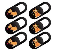 PAMINGONO 6Pcs Universal Webcam Cover Slide Dog Pattern ABS Privacy Protector Does Not Interfere with Web Use for Laptop Phone Groups Black Orange