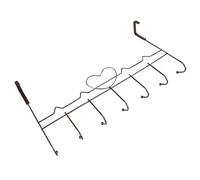 PAMINGONO 7-Hook Over Door Metal Hooks for Home and Office, Easy Installation Space-Saving Iron Coat and Robe Hanger in Brown, Simple and Elegant Design for Bedroom Door Organisation