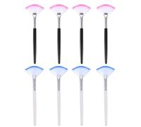 PAMINGONO 8pcs Fan-shaped Makeup Brushes with Long Handle, Artificial Fiber Facial Cosmetic Brush Set for Eye Mask and Face Mask Application, Beauty Tool for Precise Makeup