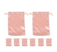 PAMINGONO 8Pcs Light Gold Satin Drawstring Bags 13X18Cm Small Travel Pouches for Jewelry Storage, Hair Tools, Wigs Organizer, Lightweight Toiletry and Party Favor Bags