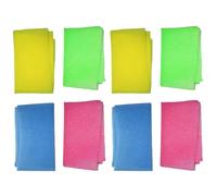 PAMINGONO 8pcs Long Nylon Bath Towels Back Scrubber Set Exfoliating Shower Cloths for Body Cleaning, Multi-color (yellow, Green, Blue, Pink) Suitable for Adults Bathing