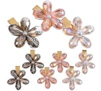 PAMINGONO 9pcs Flower Hair Clips Lightweight Metal Crystal Hair Barrettes Assorted Color Adorable Stylish for Young and Women