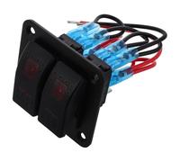 PAMINGONO Aluminum 2 Gang Marine Switch Panel with Red LED Illumination, Waterproof Rocker Toggle Switch for Easy Installation on Boats and Atvs, for Yachts and Speedboats