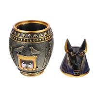 PAMINGONO Ancient Egyptian Canopic Jar Resin Statue Small Dog Figurine Tabletop Ornament Home Decoration with Egyptian Theme Elements