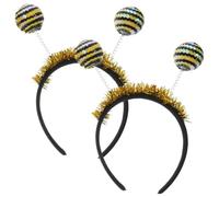 PAMINGONO Antenna Headband Versatile Costume Accessory with Glitter Tinsel and Foil Strips Bee Themed 2pcs and Party Ready Decor for Women at Carnivals and Honeythemed Events