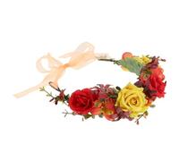 PAMINGONO Autumn Theme Rose Flower Crown Headband for Girls Lightweight Fabric Hair Accessory Comfortable for Wearing for Carnival and Cosplay Parties