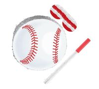 PAMINGONO Baseball Pinata with Bat Blindfold and Confetti Cardboard Sports Birthday Game Decoration for Boys Easy to Fill Hanging Ornament for Baseball Themed Party Supplies and Fun