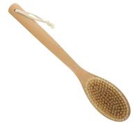 PAMINGONO Beige Bath Brush with Long Beech Handle and Natural Bristle for Full Body Cleaning, Featuring Hole Design on Handle, for Shower and Dry Brushing Exfoliation
