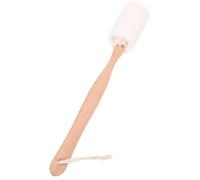 PAMINGONO Beige Loofah Back Scrubber Bath Brush with Wooden Handle Natural Exfoliating Body Cleaning Sponge for Shower Help Skin Breathe Bathing
