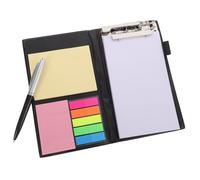 PAMINGONO Black Pu Leather Clipboard Folio Notepad with Built-in Pen Holder and Ballpoint Pen for Professionals and Teachers, Creative Notes Organizer for Mobile Notetaking and College Needs