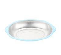 PAMINGONO Blue Stainless Steel Drain Basket Large Strainer Fine Mesh Oval Shape Not Easy to Deform Multi-Functional Vegetable and Rice Washing Basket for Kitchen Use