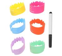 PAMINGONO Bottle Label Cup Sleeve Pen Silicone Sleeves for Daycare Name Labels Heat Insulation Covers for Boy Girl Milk Bottle Orange Yellow Green Blue Purple