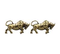 PAMINGONO Brass Retro Bullfight Pendant 2pcs with Delicate Craftsmanship, Stylish Bull Keychain for New Year and Year the Ox Festivities, Golden Vintage Decorative Accessory