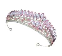 PAMINGONO Bridal Tiara Crown Headband with Rhinestone Baroque Design, Pink Gold Wedding Crown for Bride and Bridesmaids, Elegant Bridal Hair Accessory for Weddings and Special Occasions